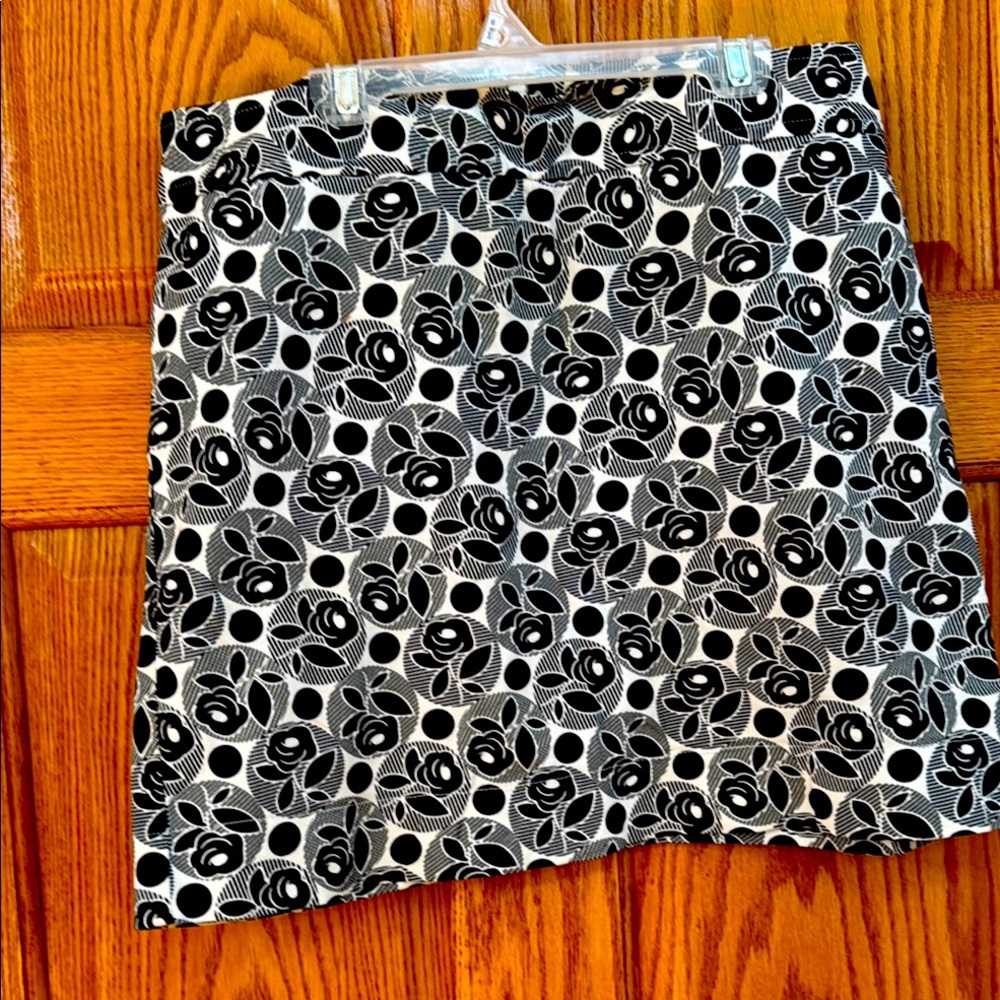 LOFT Black and White Asymmetrical Mini Skirt